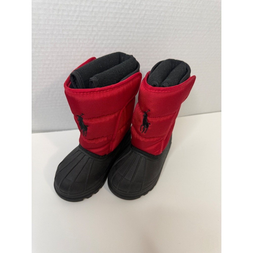 Polo Ralph Lauren Hamilton II EZ Kids Red Black Snow Boots 992285 Toddler Size 7